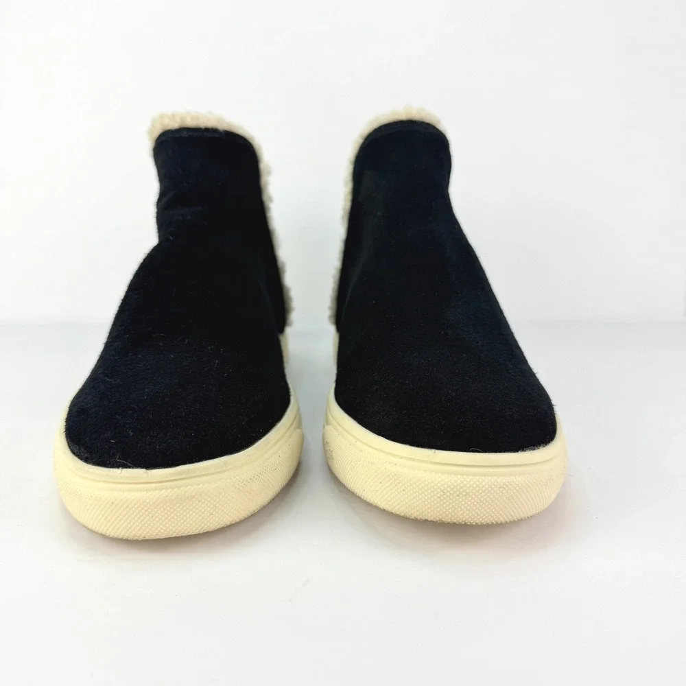 Lucky Brand 10M Laycia Black Suede Shearling Lined Womens Winter Ankle Boots - Picture 2 of 11